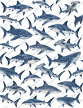 Blue Watercolor Sharks Printable Decoupage Paper