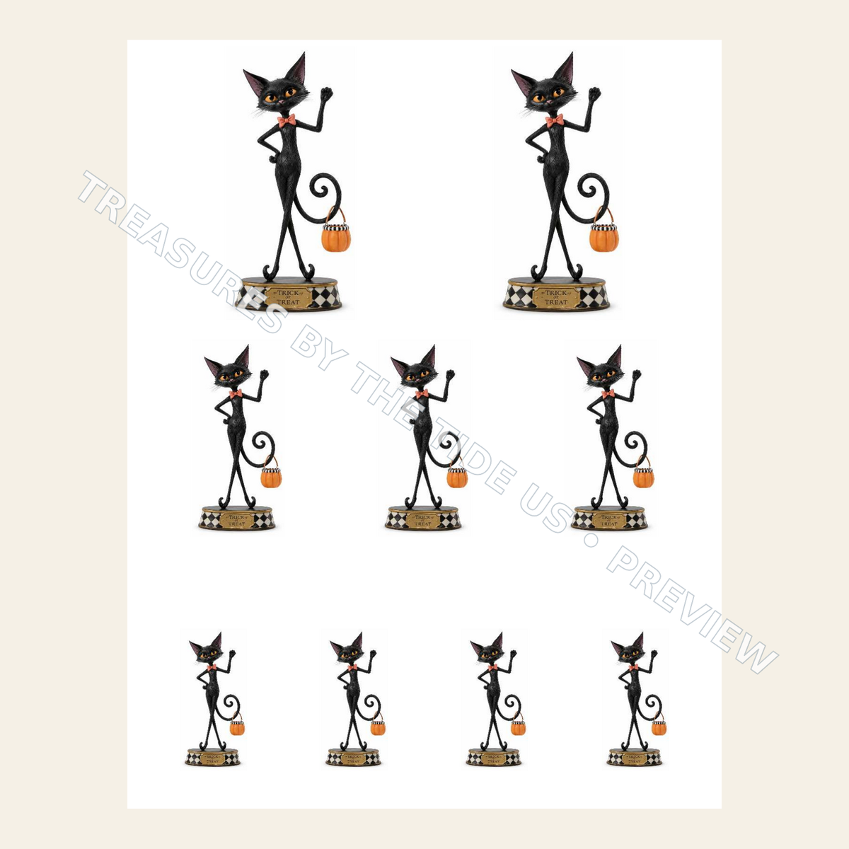Salem Black Cat Halloween Decoupage Paper – Printable Digital Download