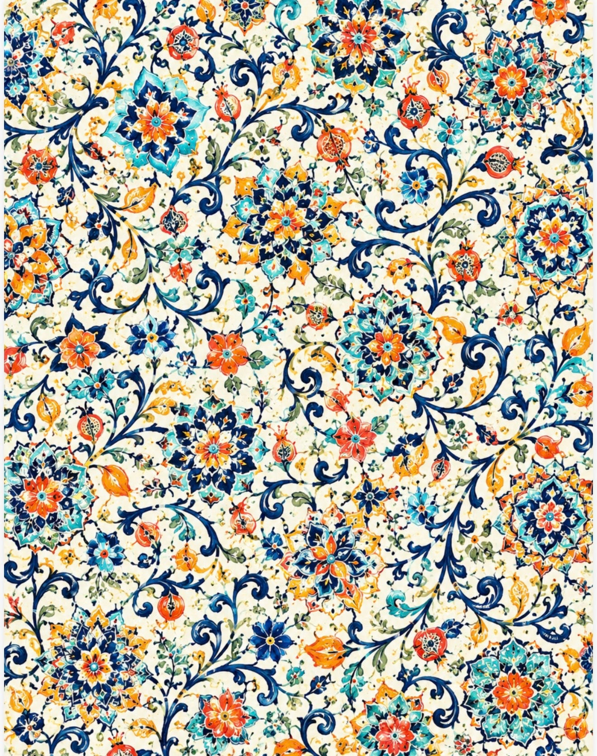 Ivory Mediterranean Floral & Pomegranate Decoupage Paper