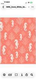 Original Coral & White Seahorse Decoupage Paper – Printable Napkin Sheet