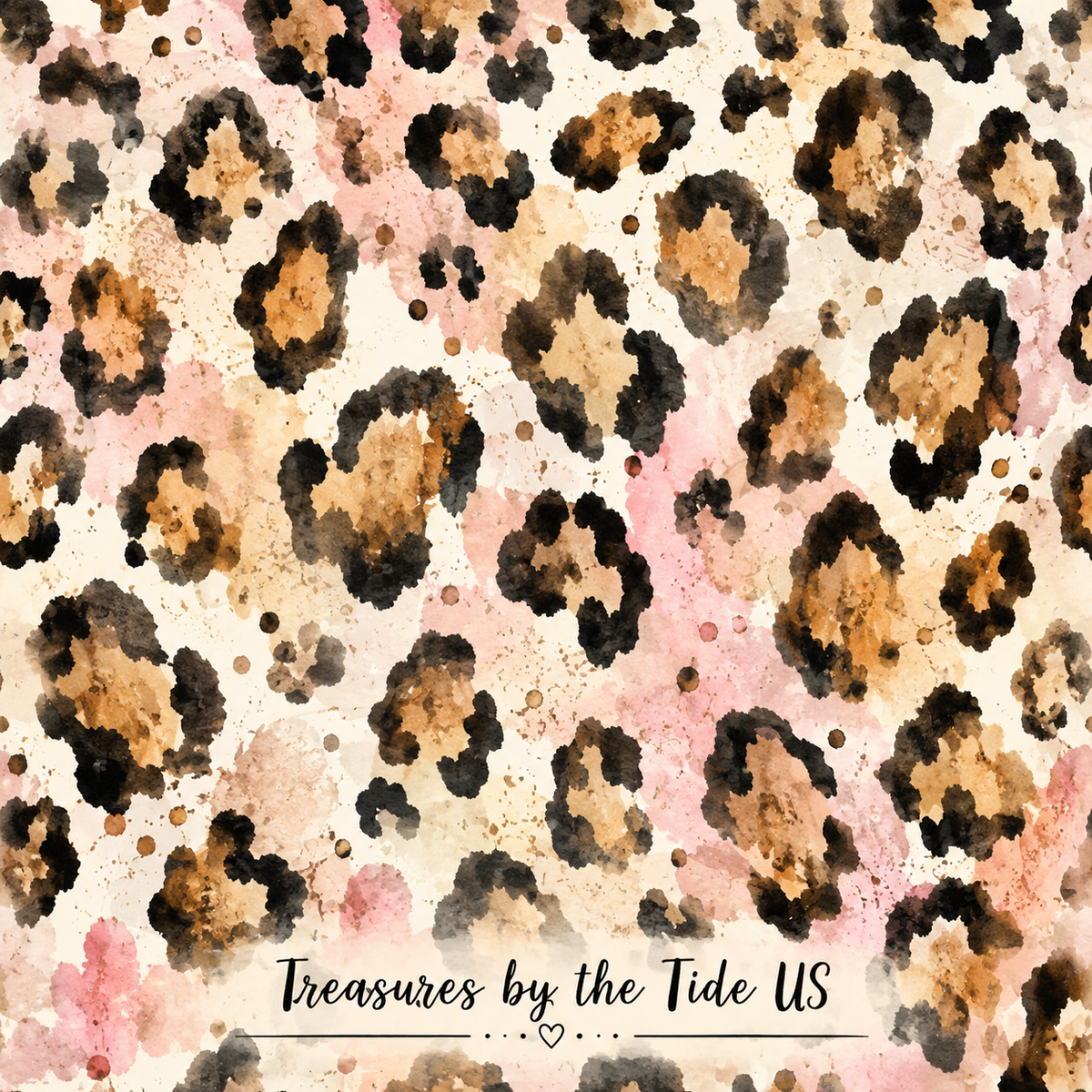 Watercolor Leopard Print Decoupage Sheet – Blush Pink & Gold – Two Sizes for Oyster & Scallop Shells – Digital Download