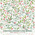 Christmas Greenery & Red Berries Printable Paper – Digital Download