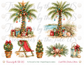 Coastal Palm Christmas Collection – Printable Watercolor Decoupage Sheet