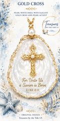 Original Gold Cross Christmas Decoupage Sheet – Luke 2:11 Oyster Shell Printable