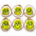 Green Christmas Grouch Oyster Shell Ornament
