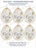 Original Peace Dove Watercolor Decoupage Sheet – Christmas Oyster Shell Printable