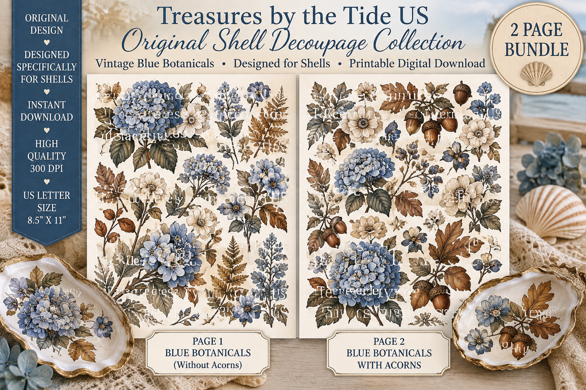 Vintage Blue Fall Botanical Bundle