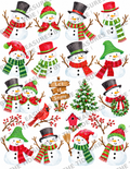 Whimsical Christmas Snowmen Printable Decoupage Sheet