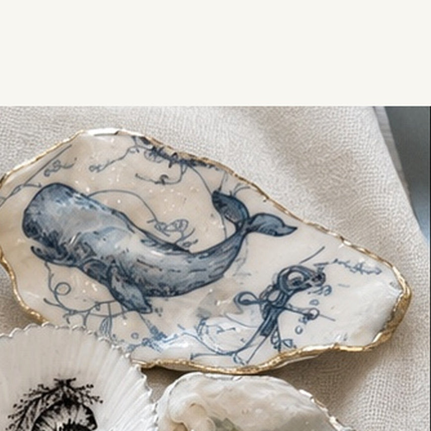 Blue Whale Oyster Shell Trinket Dish – Coastal Handmade Decor