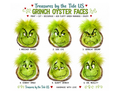 Grinch oyster faces printable decoupage sheet by Treasures by the Tide US